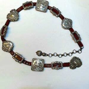 Brighton 1993 Brown Leather Medallion Belt Sz Medium “Preowned “